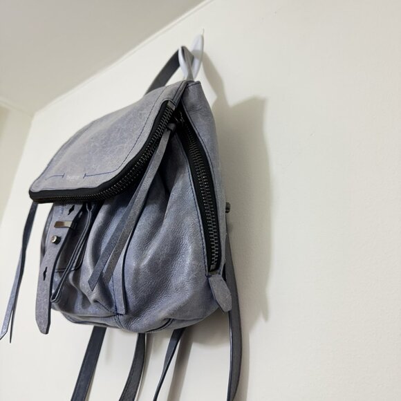 Botkier Warren Leather Backpack Blue Drawstring Zipper Straps - Picture 3 of 13